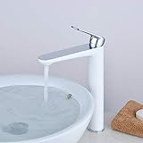 Einhebel-Waschtischmischer Hoch Bad Wasserhahn, Weiß & Chrom