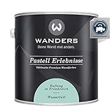Wanders24® Pastell Erlebnisse (2,5 Liter, Wasserfall) edelmatte Wandfarbe - Feine Farben - in 40 Farbtönen - Wandfarbe Grau - Made in Germany