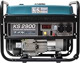 Benzingenerator KS 2900, notstromaggregat 2900 W, 2x16A (230 V), 12 V, stromerzeuger mit (AVR), stromaggregat mit Ölstandsanzeige, Überlast- und Kurzschlussschutz, generator, LED-Anzeige