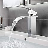 BONADE Badarmatur Wasserfall Wasserhahn Chrom Waschtischarmatur für Bad Mischbatterie Waschbecken Armatur Messing Einhebelmischer für Badezimmer