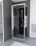 MARWELL Komplettdusche Fertigdusche Dusy 70 x 70 x 225 cm – Dusche mit Fronteinstieg – Duschkabine mit hochwertigen Aluminiumprofilen - Einstiegshöhe 16 cm