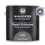 Wanders24® Pastell Erlebnisse (2,5 Liter, Steppen-Elefant) edelmatte Wandfarbe - Feine Farben - in 40 Farbtönen - Wandfarbe Grau - Made in Germany
