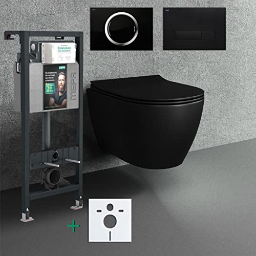 Spülrandloses Hänge WC Komplettset I schwarz...