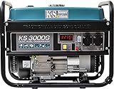 Könner & Söhnen KS 3000G - Hybrid Benzin-LPG 4-Takt Stromerzeuger, Kupfer Generatoren 3000 Watt, 16A, 230V, Generator für Kleinhaus, Garage oder Camping
