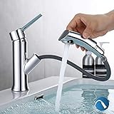 EXECART Wasserhahn für Bad mit Amusziehbarer Brause, Waschtischarmatur Hoch Mischbatterie Waschtischmischer Bad Waschbecken und Küche