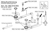 Ablaufgarnitur für Franke PMX 654 E Spüle mit Integralablauf / Exzenter Siebkorbgarnitur / Ersatzteil