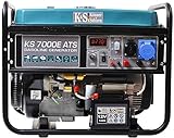 Könner & Söhnen KS 7000E ATS - 4-Takt Benzin Stromerzeuger 13 PS mit E-Start, Notstromautomatik, 1x16A, 1x32A (230V), Automatischer Spannungsregler, Anzeige, Generator für Haus, Garage, Werkstatt