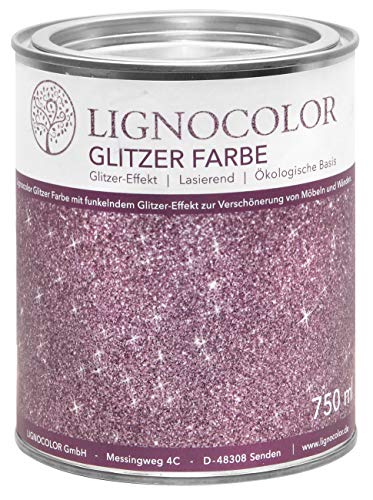 Lignocolor Glitzer Farbe (750 ml, Pink) Möbel und...