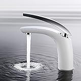 Homelody Weiß Wasserhahn Bad Armatur Mischbatterie Chrom Badarmatur Waschtischarmatur Waschbecken Einhebelmischer f. Badezimmer
