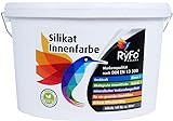 RyFo Colors Silikat Innenfarbe 10l - Mineral-Farbe, Silikatfarbe, Wandfarbe, weiß, Allergiker-geeignet, zertifiziert Deckkraft Klasse 1, Nassabrieb Klasse 1